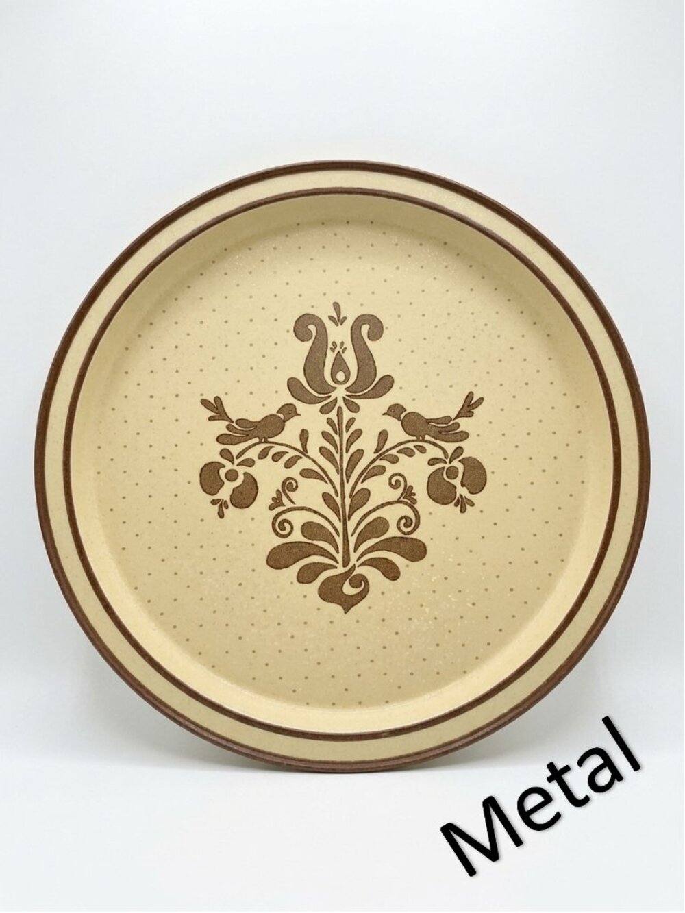 Pfaltzgraff Village Metal Serving Tray 1985 Potpourri Press Round RARE Tin